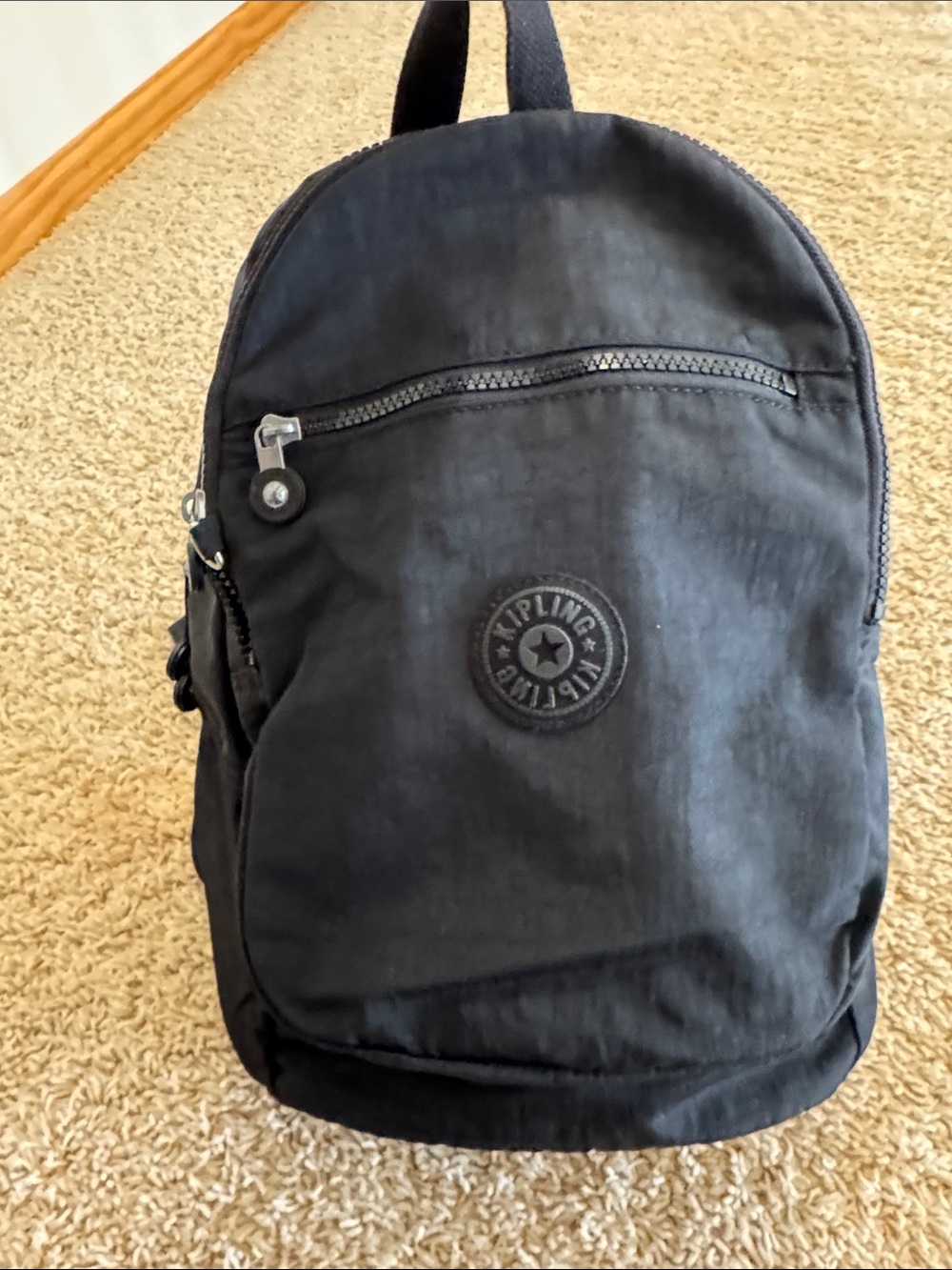Authentic Kipling Medium Seoul Classic Black Nylon Backpack Bag Unisex